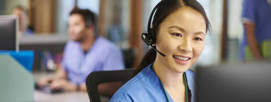 Hospital staff scheduling medical appointments.