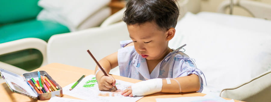 Patient in hospital bed coloring.