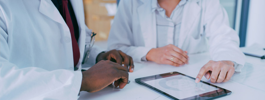 Colleagues looking at the data.