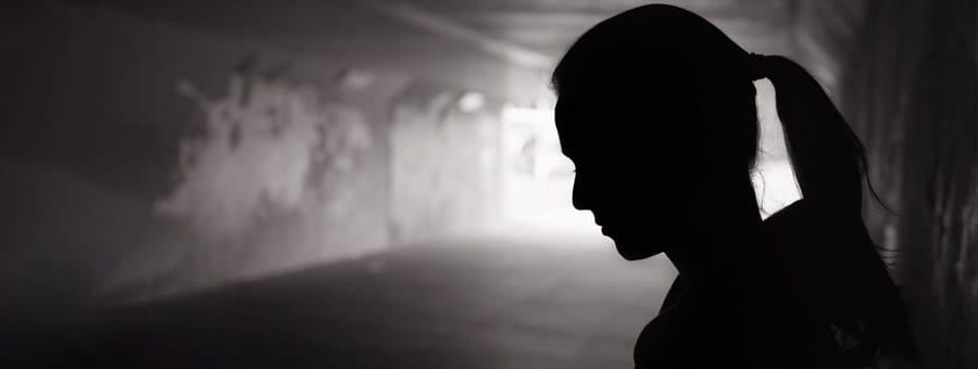 Silhouette of teen girl.